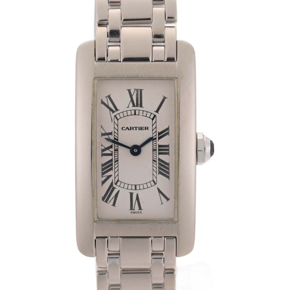 Cartier Tank Americaine 1713 18k Solid White Gold 19x34mm Ladies Watch + Papers